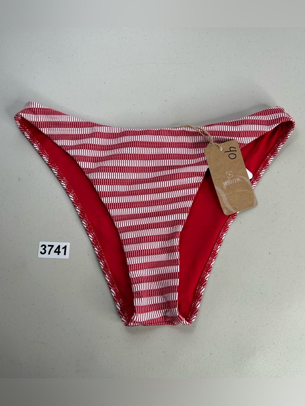 Berlook Large Red Striped Bikini Bottom New